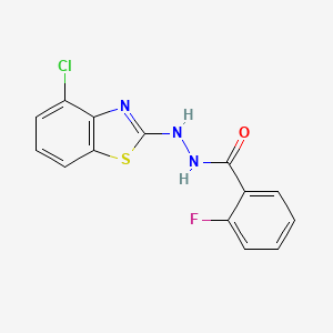 molecular formula C14H9ClFN3OS B2529649 N'-(4-chloro-1,3-benzothiazol-2-yl)-2-fluorobenzohydrazide CAS No. 851979-32-3
