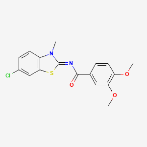 molecular formula C17H15ClN2O3S B2529653 (Z)-N-(6-氯-3-甲基苯并[d]噻唑-2(3H)-亚甲基)-3,4-二甲氧基苯甲酰胺 CAS No. 392326-55-5