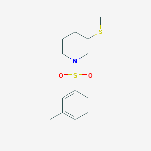 molecular formula C14H21NO2S2 B2529674 1-((3,4-二甲苯磺酰基)-3-(甲硫基)哌啶 CAS No. 2034373-74-3