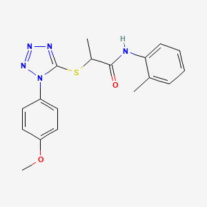 molecular formula C18H19N5O2S B2529700 2-((1-(4-甲氧基苯基)-1H-四唑-5-基)硫代)-N-(邻甲苯基)丙酰胺 CAS No. 887348-06-3