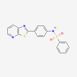 molecular formula C18H13N3O2S2 B2529709 N-(4-(thiazolo[5,4-b]pyridin-2-yl)phenyl)benzenesulfonamide CAS No. 863594-64-3