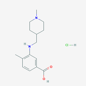 molecular formula C15H23ClN2O2 B2529712 4-Methyl-3-{[(1-methylpiperidin-4-yl)methyl]amino}benzoic acid hydrochloride CAS No. 2060037-90-1