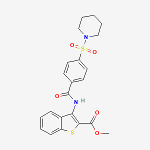 molecular formula C22H22N2O5S2 B2529713 Methyl 3-(4-(piperidin-1-ylsulfonyl)benzamido)benzo[b]thiophene-2-carboxylate CAS No. 397278-79-4