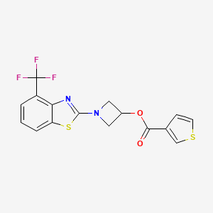 molecular formula C16H11F3N2O2S2 B2529716 1-(4-(Trifluoromethyl)benzo[d]thiazol-2-yl)azetidin-3-yl thiophene-3-carboxylate CAS No. 1396856-05-5