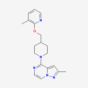 molecular formula C19H23N5O B2529722 3-Methyl-2-[(1-{2-methylpyrazolo[1,5-a]pyrazin-4-yl}piperidin-4-yl)methoxy]pyridine CAS No. 2201436-41-9