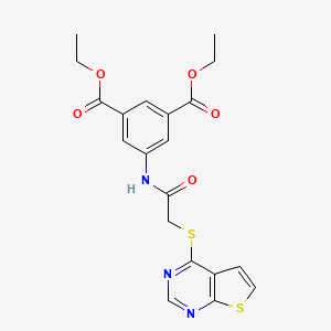 molecular formula C20H19N3O5S2 B2529743 5-(2-(噻吩并[2,3-d]嘧啶-4-硫基)乙酰氨基)邻苯二甲酸二乙酯 CAS No. 496027-91-9