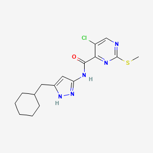 molecular formula C16H20ClN5OS B2529745 5-chloro-N-[3-(cyclohexylmethyl)-1H-pyrazol-5-yl]-2-(methylsulfanyl)pyrimidine-4-carboxamide CAS No. 1239715-79-7