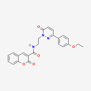 molecular formula C24H21N3O5 B2529747 N-(2-(3-(4-乙氧基苯基)-6-氧代吡啶并嗪-1(6H)-基)乙基)-2-氧代-2H-色烯-3-甲酰胺 CAS No. 921805-96-1