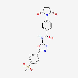 molecular formula C20H16N4O6S B2529754 4-(2,5-dioxopyrrolidin-1-yl)-N-(5-(4-(methylsulfonyl)phenyl)-1,3,4-oxadiazol-2-yl)benzamide CAS No. 886911-23-5
