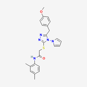 molecular formula C24H25N5O2S B2529762 N-(2,4-dimethylphenyl)-2-((5-(4-methoxybenzyl)-4-(1H-pyrrol-1-yl)-4H-1,2,4-triazol-3-yl)thio)acetamide CAS No. 896306-56-2