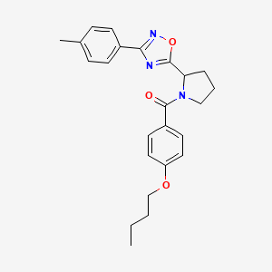 molecular formula C24H27N3O3 B2529777 5-[1-(4-Butoxybenzoyl)pyrrolidin-2-yl]-3-(4-methylphenyl)-1,2,4-oxadiazole CAS No. 854061-35-1