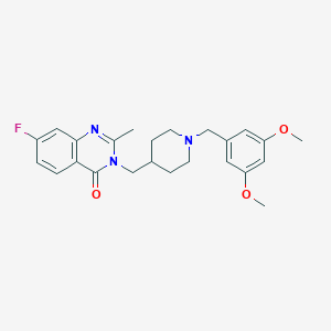 molecular formula C24H28FN3O3 B2529780 3-({1-[(3,5-Dimethoxyphenyl)methyl]piperidin-4-yl}methyl)-7-fluoro-2-methyl-3,4-dihydroquinazolin-4-one CAS No. 2415468-43-6