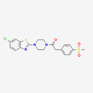 molecular formula C20H20ClN3O3S2 B2529784 1-(4-(6-氯苯并[d]噻唑-2-基)哌嗪-1-基)-2-(4-(甲基磺酰基)苯基)乙酮 CAS No. 919756-04-0