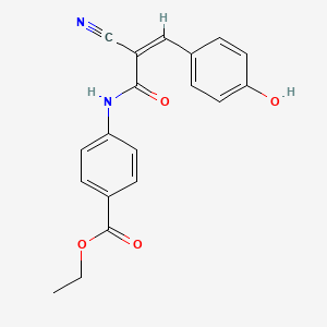 molecular formula C19H16N2O4 B2529785 Ethyl 4-[[(Z)-2-cyano-3-(4-hydroxyphenyl)prop-2-enoyl]amino]benzoate CAS No. 358994-01-1