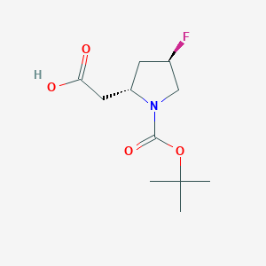 molecular formula C11H18FNO4 B2529791 2-((2R,4R)-1-(叔丁氧羰基)-4-氟吡咯烷-2-基)乙酸 CAS No. 2219353-77-0