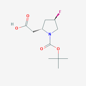 molecular formula C11H18FNO4 B2529791 2-((2R,4R)-1-(tert-Butoxycarbonyl)-4-fluorpyrrolidin-2-yl)essigsäure CAS No. 2219353-77-0