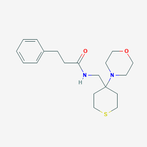 molecular formula C19H28N2O2S B2529795 N-[(4-Morpholin-4-ylthian-4-yl)methyl]-3-phenylpropanamide CAS No. 2380067-83-2
