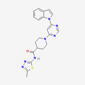 molecular formula C21H21N7OS B2529800 1-(6-(1H-indol-1-yl)pyrimidin-4-yl)-N-(5-methyl-1,3,4-thiadiazol-2-yl)piperidine-4-carboxamide CAS No. 1798040-02-4
