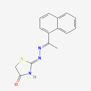 molecular formula C15H13N3OS B2529809 2-{2-[1-(Naphthalen-1-yl)ethylidene]hydrazin-1-yl}-4,5-dihydro-1,3-thiazol-4-one CAS No. 554436-97-4