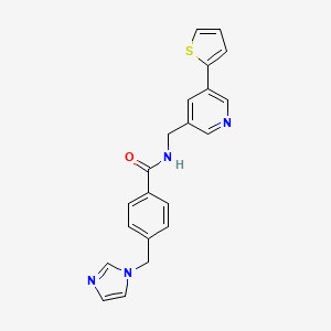 molecular formula C21H18N4OS B2529810 4-((1H-imidazol-1-yl)methyl)-N-((5-(thiophen-2-yl)pyridin-3-yl)methyl)benzamide CAS No. 1903167-44-1