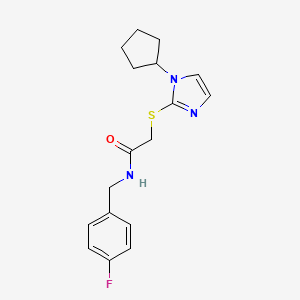 molecular formula C17H20FN3OS B2529813 2-((1-cyclopentyl-1H-imidazol-2-yl)thio)-N-(4-fluorobenzyl)acetamide CAS No. 921493-22-3
