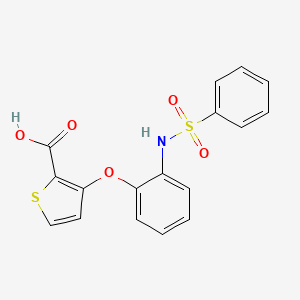 molecular formula C17H13NO5S2 B2529814 3-[2-(benzenesulfonamido)phenoxy]thiophene-2-carboxylic Acid CAS No. 900019-13-8