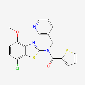 molecular formula C19H14ClN3O2S2 B2529816 N-(7-chloro-4-methoxybenzo[d]thiazol-2-yl)-N-(pyridin-3-ylmethyl)thiophene-2-carboxamide CAS No. 886965-06-6