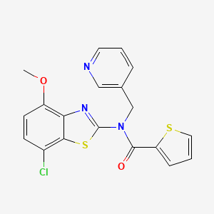 molecular formula C19H14ClN3O2S2 B2529816 N-(7-氯-4-甲氧基苯并[d]噻唑-2-基)-N-(吡啶-3-基甲基)噻吩-2-甲酰胺 CAS No. 886965-06-6