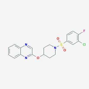 molecular formula C19H17ClFN3O3S B2529817 2-((1-((3-氯-4-氟苯基)磺酰基)哌啶-4-基)氧基)喹喔啉 CAS No. 1706027-44-2