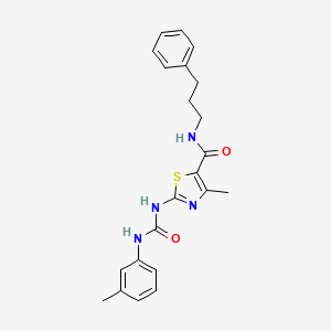 molecular formula C22H24N4O2S B2529822 4-甲基-N-(3-苯基丙基)-2-(3-(间甲苯基)脲基)噻唑-5-甲酰胺 CAS No. 941916-22-9