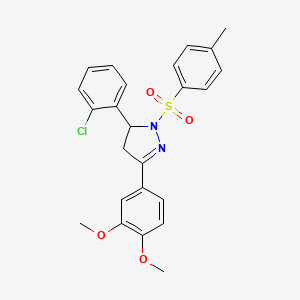 molecular formula C24H23ClN2O4S B2529824 5-(2-chlorophenyl)-3-(3,4-dimethoxyphenyl)-1-tosyl-4,5-dihydro-1H-pyrazole CAS No. 384357-59-9