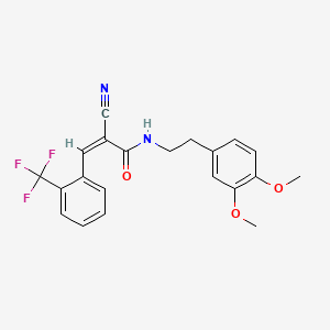 molecular formula C21H19F3N2O3 B2529825 (Z)-2-Cyano-N-[2-(3,4-dimethoxyphenyl)ethyl]-3-[2-(trifluoromethyl)phenyl]prop-2-enamide CAS No. 568574-34-5