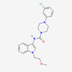 molecular formula C22H25ClN4O2 B2529826 4-(3-chlorophenyl)-N-(1-(2-methoxyethyl)-1H-indol-3-yl)piperazine-1-carboxamide CAS No. 941902-28-9