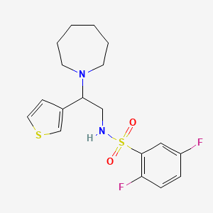 molecular formula C18H22F2N2O2S2 B2529832 N-(2-(氮杂环己烷-1-基)-2-(噻吩-3-基)乙基)-2,5-二氟苯磺酰胺 CAS No. 946222-23-7