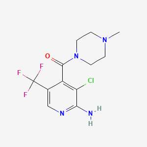 molecular formula C12H14ClF3N4O B2529842 3-Chloro-4-(4-methylpiperazine-1-carbonyl)-5-(trifluoromethyl)pyridin-2-amine CAS No. 2061269-72-3