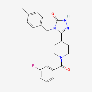 molecular formula C22H23FN4O2 B2529846 5-[1-(3-氟苯甲酰)哌啶-4-基]-4-(4-甲基苄基)-2,4-二氢-3H-1,2,4-三唑-3-酮 CAS No. 1775558-49-0