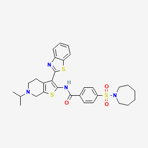 molecular formula C30H34N4O3S3 B2529858 4-(azepan-1-ylsulfonyl)-N-(3-(benzo[d]thiazol-2-yl)-6-isopropyl-4,5,6,7-tetrahydrothieno[2,3-c]pyridin-2-yl)benzamide CAS No. 489471-05-8