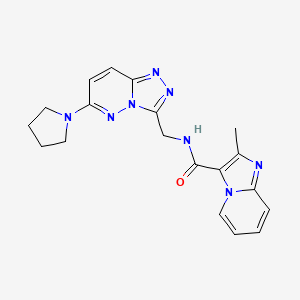 molecular formula C19H20N8O B2529863 2-methyl-N-((6-(pyrrolidin-1-yl)-[1,2,4]triazolo[4,3-b]pyridazin-3-yl)methyl)imidazo[1,2-a]pyridine-3-carboxamide CAS No. 2034600-14-9