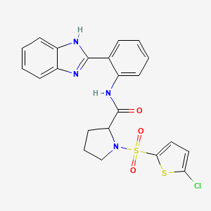 molecular formula C22H19ClN4O3S2 B2529865 N-(2-(1H-苯并[d]咪唑-2-基)苯基)-1-((5-氯噻吩-2-基)磺酰)吡咯烷-2-甲酰胺 CAS No. 1096690-22-0