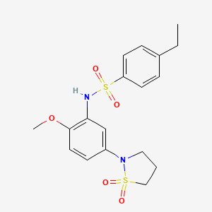 molecular formula C18H22N2O5S2 B2529879 N-(5-(1,1-dioxidoisothiazolidin-2-yl)-2-methoxyphenyl)-4-ethylbenzenesulfonamide CAS No. 941949-00-4