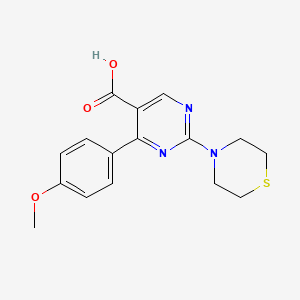 molecular formula C16H17N3O3S B2529883 4-(4-Methoxyphenyl)-2-thiomorpholin-4-ylpyrimidine-5-carboxylic acid CAS No. 1341025-19-1