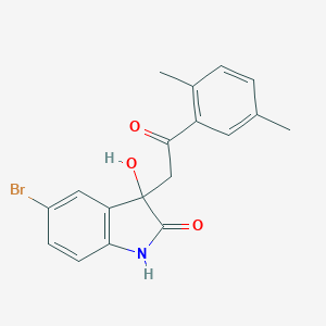molecular formula C18H16BrNO3 B252989 5-bromo-3-[2-(2,5-dimethylphenyl)-2-oxoethyl]-3-hydroxy-1,3-dihydro-2H-indol-2-one 
