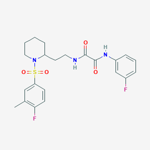 molecular formula C22H25F2N3O4S B2529897 N1-(2-(1-((4-fluoro-3-methylphenyl)sulfonyl)piperidin-2-yl)ethyl)-N2-(3-fluorophenyl)oxalamide CAS No. 898460-91-8