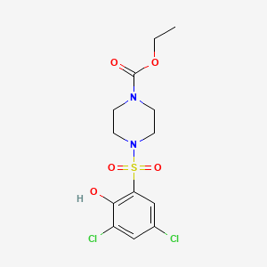 molecular formula C13H16Cl2N2O5S B2529904 Ethyl 4-(3,5-dichloro-2-hydroxybenzenesulfonyl)piperazine-1-carboxylate CAS No. 853751-14-1