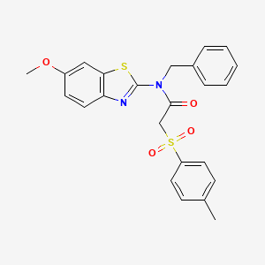 molecular formula C24H22N2O4S2 B2529905 N-苄基-N-(6-甲氧基苯并[d]噻唑-2-基)-2-甲苯磺酰乙酰胺 CAS No. 900004-82-2
