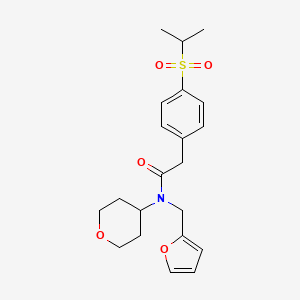 molecular formula C21H27NO5S B2529906 N-(furan-2-ylmethyl)-2-(4-(isopropylsulfonyl)phenyl)-N-(tetrahydro-2H-pyran-4-yl)acetamide CAS No. 1795491-83-6