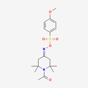 molecular formula C18H26N2O5S B2529910 1-[4-({[(4-Methoxyphenyl)sulfonyl]oxy}imino)-2,2,6,6-tetramethylpiperidino]-1-ethanone CAS No. 478079-98-0
