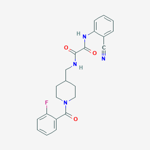 molecular formula C22H21FN4O3 B2529911 N1-(2-cyanophenyl)-N2-((1-(2-fluorobenzoyl)piperidin-4-yl)methyl)oxalamide CAS No. 1235000-18-6