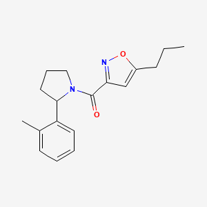 molecular formula C18H22N2O2 B2529920 3-[2-(2-Methylphenyl)pyrrolidine-1-carbonyl]-5-propyl-1,2-oxazole CAS No. 1031585-88-2