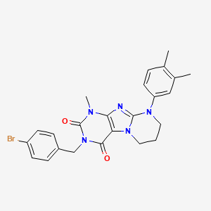 molecular formula C24H24BrN5O2 B2529921 3-(4-bromobenzyl)-9-(3,4-dimethylphenyl)-1-methyl-6,7,8,9-tetrahydropyrimido[2,1-f]purine-2,4(1H,3H)-dione CAS No. 873076-23-4